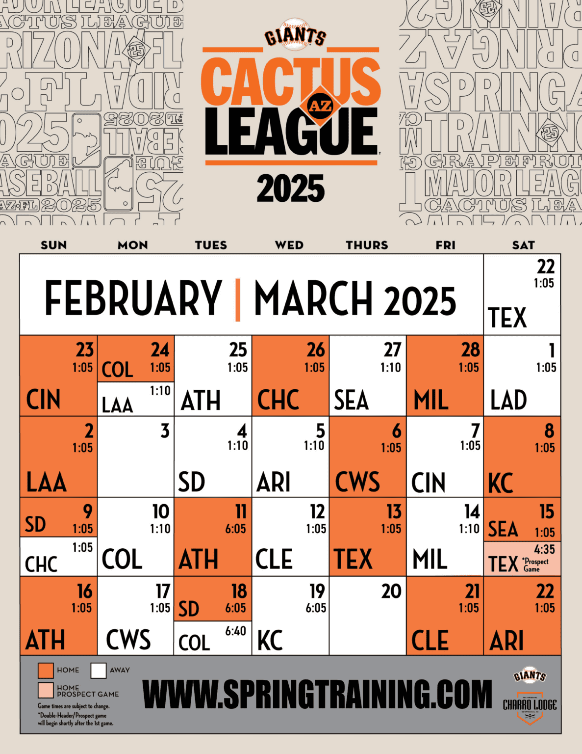 Charros Announce 2025 Spring Training Begins February 26 The